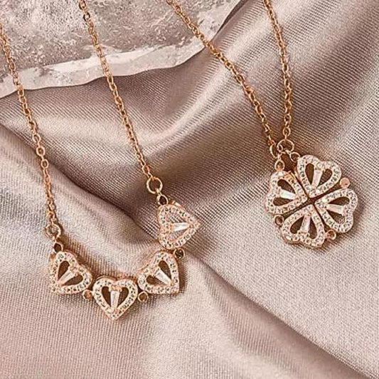 Women New Fashion Jewellery Multi-style Magnatic Necklace Opening And Closing Four Leaf Clover Pendant Necklace For Women
