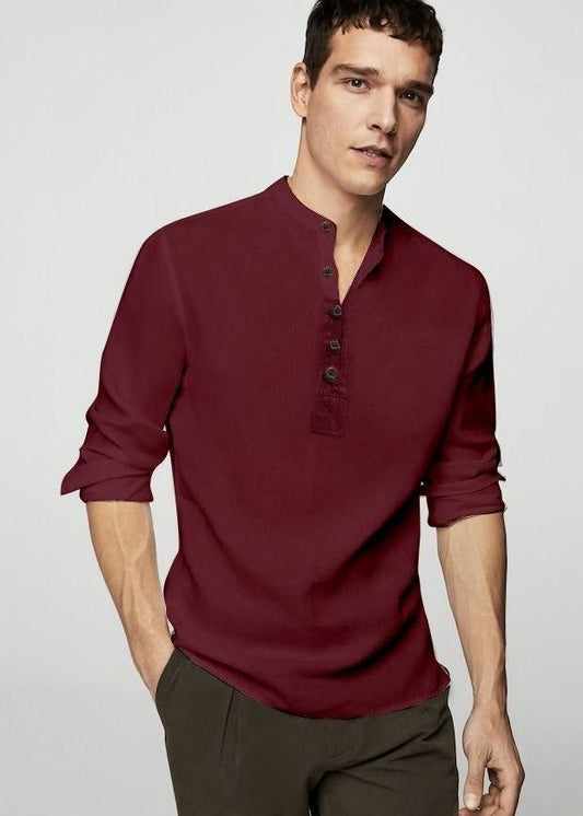 Men's Cotton Blend Solid Full Sleeves Shirt