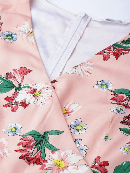 PANNKH Pink Pastel Floral Printed Jumpsuit